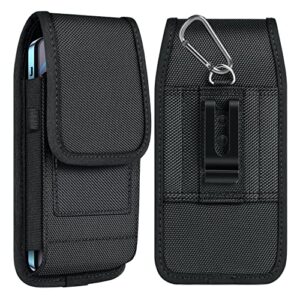 ykooe belt clip holster case for iphone 11 12 13 14 pro max, xs max, xr, 8+ galaxy s22 s20 s21 fe plus ultra a14 a13 google pixel 6 7 pro nylon cell phone belt holder for men, black