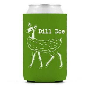 cool coast products - green dill doe meme beer coolie | funny parody coolers | drink gifts | gag party huggie | white elephant | beer beverage holder | craft beer gifts | insulated neoprene