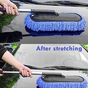 Moonlinks Car Duster Kit, Extendable Handle Microfiber Duster Dashboard Duster Interior,Air Conditioner Vent Brush and Microfiber Cloth for Cleaning Exterior or Interior Auto Duster Set (Set of 4)