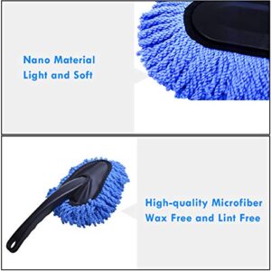 Moonlinks Car Duster Kit, Extendable Handle Microfiber Duster Dashboard Duster Interior,Air Conditioner Vent Brush and Microfiber Cloth for Cleaning Exterior or Interior Auto Duster Set (Set of 4)