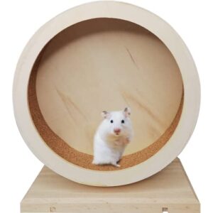 hamster wooden wheels, small pets silent running wheel 8.27" in diameter, mute exercise spinner non slip hamster cage accessories toys for syrian hamster gerbil guinea pig