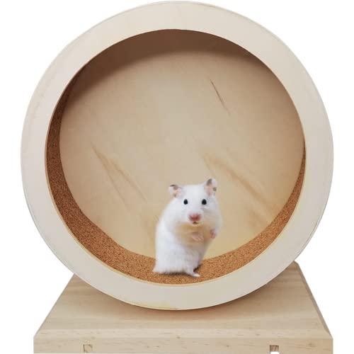 Hamster Wooden Wheels, Small Pets Silent Running Wheel 8.27" in Diameter, Mute Exercise Spinner Non Slip Hamster Cage Accessories Toys for Syrian Hamster Gerbil Guinea Pig