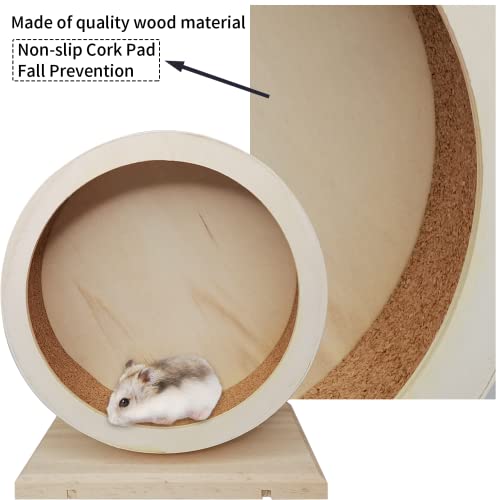 Hamster Wooden Wheels, Small Pets Silent Running Wheel 8.27" in Diameter, Mute Exercise Spinner Non Slip Hamster Cage Accessories Toys for Syrian Hamster Gerbil Guinea Pig