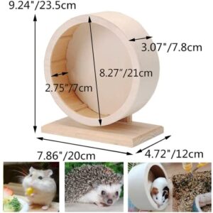 Hamster Wooden Wheels, Small Pets Silent Running Wheel 8.27" in Diameter, Mute Exercise Spinner Non Slip Hamster Cage Accessories Toys for Syrian Hamster Gerbil Guinea Pig