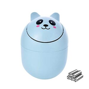 hph small trash can desktop trash can for office desktop coffee table kitchen small garbage can cute plastic trash can shake cover bucket small paper basket,cyan,gh-2009-33