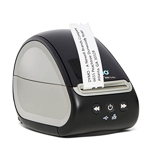 DYMO LabelWriter 550 Turbo Label Printer, Label Maker with High-Speed Direct Thermal Printing, Automatic Label Recognition, Prints Variety of Label Types Through USB or LAN Network Connectivity