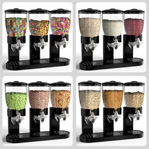 Triple Food Dispenser - Easy To Use Dry Food Dispenser Perfect As A Candy, Nuts, Rice, Granola, Cereal Dispenser & More - Dispensing 1 Ounce Per Twist And Preserving Freshness For Fun, Easy Serving.