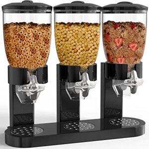 Triple Food Dispenser - Easy To Use Dry Food Dispenser Perfect As A Candy, Nuts, Rice, Granola, Cereal Dispenser & More - Dispensing 1 Ounce Per Twist And Preserving Freshness For Fun, Easy Serving.