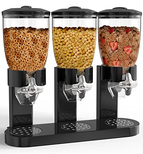 Triple Food Dispenser - Easy To Use Dry Food Dispenser Perfect As A Candy, Nuts, Rice, Granola, Cereal Dispenser & More - Dispensing 1 Ounce Per Twist And Preserving Freshness For Fun, Easy Serving.