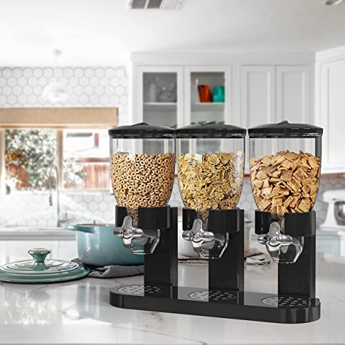 Triple Food Dispenser - Easy To Use Dry Food Dispenser Perfect As A Candy, Nuts, Rice, Granola, Cereal Dispenser & More - Dispensing 1 Ounce Per Twist And Preserving Freshness For Fun, Easy Serving.