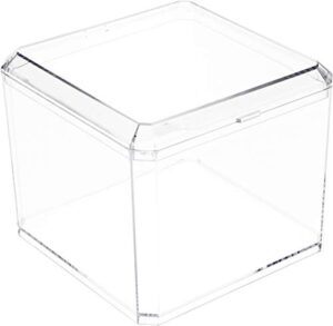 pioneer plastics 028c clear square plastic container, 3.75" w x 3.0625" h