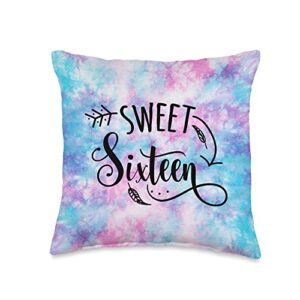 best sweet sixteen birthday gifts for teenagers sweet sixteen birthday shirt for teenager tribal girls throw pillow, 16x16, multicolor