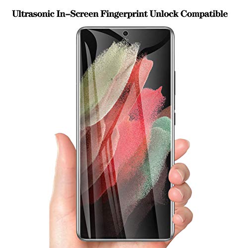 [2 Pack] Galaxy S21 Ultra Privacy Screen Protector, Anti-Spy Full Adhesive Coverage Film TPU Screen Protector for Samsung Galaxy S21 Ultra, [Ultrasonic Fingerprint Compatible] Easy Installation Frame