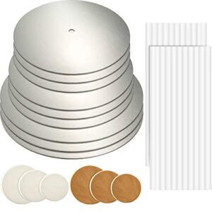 89 Pieces Cake Tier Stacking Kit Sturdy Round Cake Boards with Parchment Paper Round and Plastic Cake Dowel Rods for Cake Tier Stacking Support Decorating (6 Inch, 8 Inch, 10 Inch,Silver Boards)