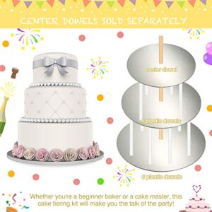 89 Pieces Cake Tier Stacking Kit Sturdy Round Cake Boards with Parchment Paper Round and Plastic Cake Dowel Rods for Cake Tier Stacking Support Decorating (6 Inch, 8 Inch, 10 Inch,Silver Boards)