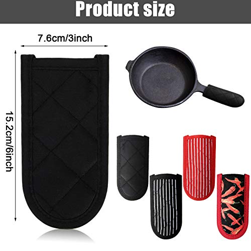 4 Pieces Heat Resistant Handle Covers Cotton Pan Handle Sleeves Hot Handle Holders Machine Washable Handle Cover for Kitchen Baking Cooking Supplies