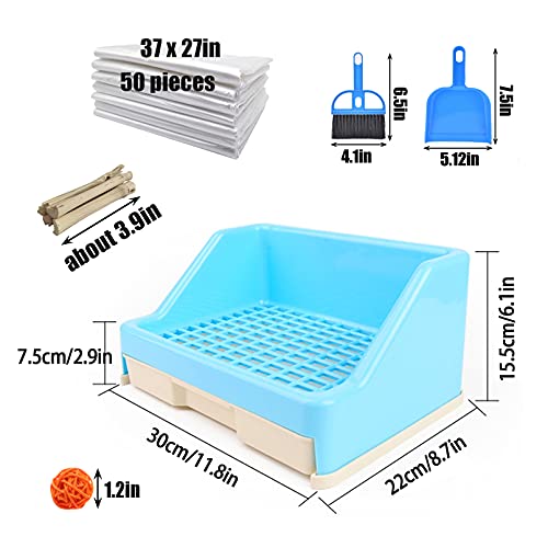 kathson Rabbit Litter Box with Drawer, Small Animal Litter Pet Toilet Potty Trainer Corner Bunny Litter Bedding Box Plastic Pet Pan for Hamster/Guinea Pig/Ferret/Galesaur/Chinchilla (Blue)