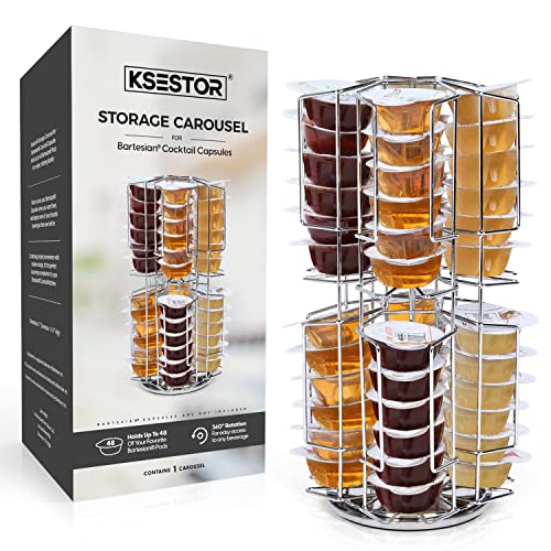 Storage Carousel for Bartesian Capsules by Ksestor - Holds up to 48 Bartesian Pods - 360-Degree Rotation - Bartesian Pod Holder - Bartesian - Bartesian Cocktail Machine