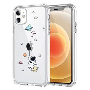 nititop compatible for iphone 12 / iphone 12 pro case clear cute with astronaut outer space planet star creative pattern,for girls boys soft tpu shockproof slim for iphone 12/12 pro-balloon
