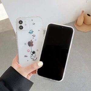 NITITOP Compatible for iPhone 12 / iPhone 12 Pro Case Clear Cute with Astronaut Outer Space Planet Star Creative Pattern,for Girls Boys Soft TPU Shockproof Slim for iPhone 12/12 Pro-Balloon