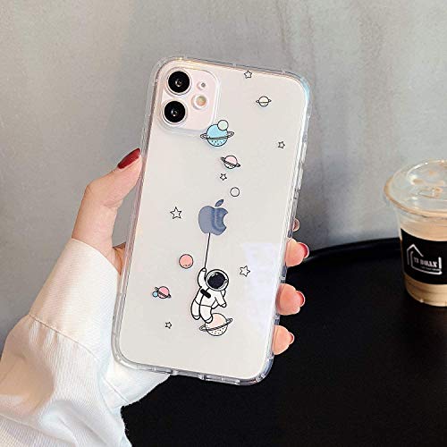 NITITOP Compatible for iPhone 12 / iPhone 12 Pro Case Clear Cute with Astronaut Outer Space Planet Star Creative Pattern,for Girls Boys Soft TPU Shockproof Slim for iPhone 12/12 Pro-Balloon