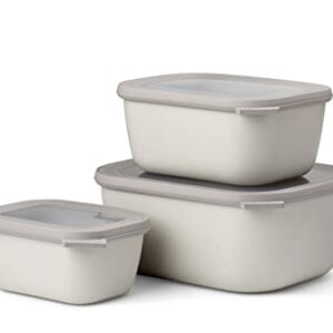 Mepal Cirqula Multi Rectangular 3-Piece-Bowl Set-Food Storage Containers-Stackable-Dishwasher Safe, Hoch, Nordic White