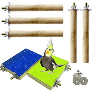 hamiledyi bird perches natural wood parrot stand platform set 7 pack wooden parakeet paw grinding stick cage accessories exercise toys for cockatiels conure budgies lovebird rat gerbil hamster play