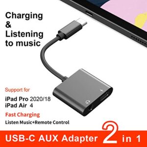 USB C to 3.5mm Headphone Jack Adapter,Fast Charge,ivoros Type-C Audio Earphone Aux Converter,Design for Google Pixel 5/4/3/2 XL,Samsung Galaxy S20/Ultra/S10/Note 20/10+Plus,iPad Pro/Air4/mini6