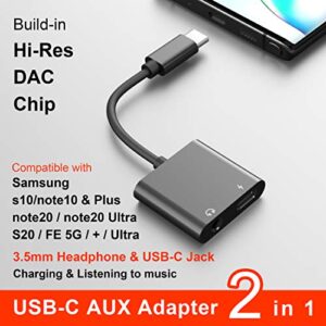 USB C to 3.5mm Headphone Jack Adapter,Fast Charge,ivoros Type-C Audio Earphone Aux Converter,Design for Google Pixel 5/4/3/2 XL,Samsung Galaxy S20/Ultra/S10/Note 20/10+Plus,iPad Pro/Air4/mini6