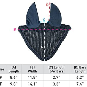 B Vertigo Zurich Noise Cancelling Crochet-Pattern Horse Ear Net - Beetle Khaki Green - Horse