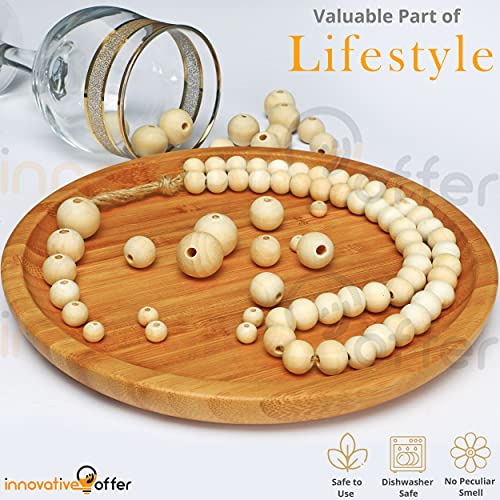 Innovative Offer 510 Pcs Wooden Beads with Jute Twine, 6 Sizes Unfinished Wood Beads for Crafts with Holes - 8, 10, 12, 14, 16, 20 mm Beads for Jewelry Making, Garland, Home/Farmhouse Decor and DIY