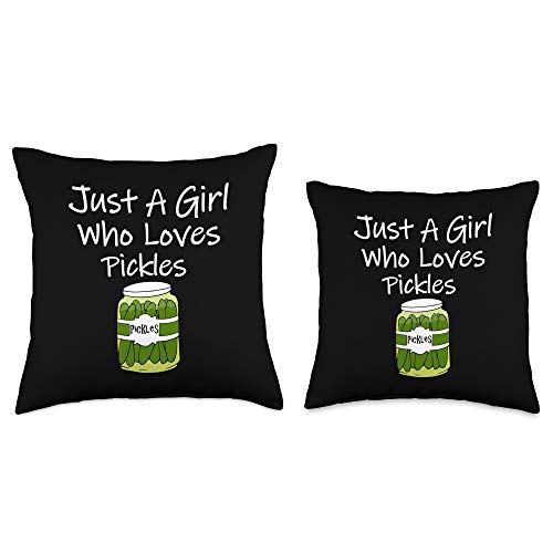 Wrinkled Hippie Just A Girl Who Loves, Funny Pickle Throw Pillow, 16x16, Multicolor