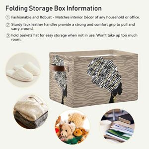 ALAZA Foldable Storage Bins, African Woman with Zebra Print HairStorage Boxes Closet Shelf Organizer for Bedroom Nursery Closet Toys Books