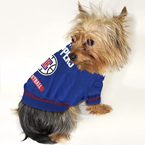 Pets First Cute Dog T-Shirt, Medium - NBA Los Angeles Clippers Dog & Cat Shirt with Basketbal Team Logo. A Comfortable & Fashionable Yet Durable Pet Outfit, Blue (LAC-4014-MD)