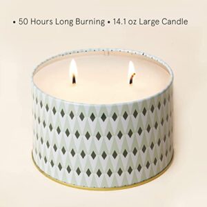 LA JOLIE MUSE White Tea Scented Candle - 14.1 oz Large Candles Gifts for Women, 2 Wicks Aromatherapy Candle for Home Birthday, Long Burning Time