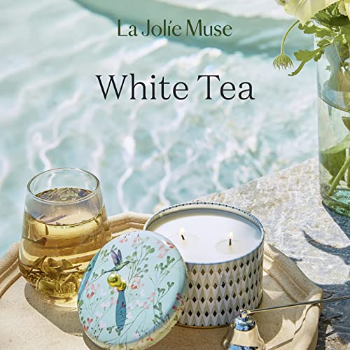 LA JOLIE MUSE White Tea Scented Candle - 14.1 oz Large Candles Gifts for Women, 2 Wicks Aromatherapy Candle for Home Birthday, Long Burning Time