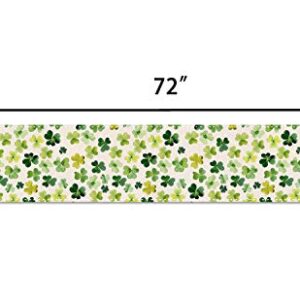 St. Patrick's Day Table Runner, Spring Green Shamrock Table Runners for Kitchen Dining Coffee or Indoor and Outdoor Home Parties Decor 13 x 72 Inches