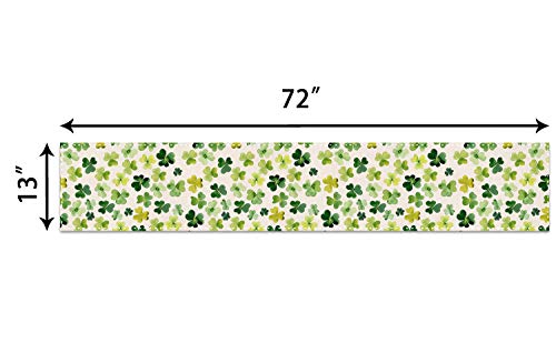 St. Patrick's Day Table Runner, Spring Green Shamrock Table Runners for Kitchen Dining Coffee or Indoor and Outdoor Home Parties Decor 13 x 72 Inches