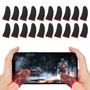 newseego finger sleeve sets for gaming mobile game controller thumb sleeves [20 pack], anti-sweat breathable touchscreen sensitive aim joysticks finger set for rules of survival/knives out (red)