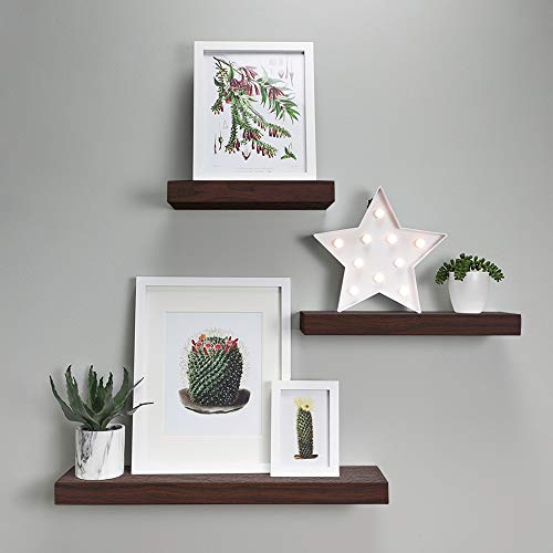 Kiera Grace kieragrace KG Maine Floating Shelves-Dark Walnut, 12", 16", 24", Set of 3 Wall Organization