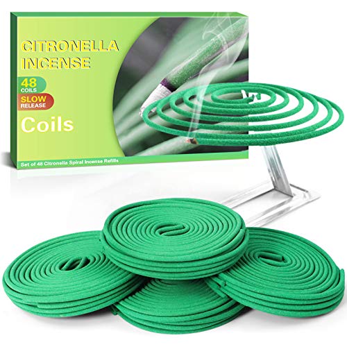 LA BELLEFÉE Citronella Coils Outdoor, Citronella Incense, Made with Citronella, Lemongrass, Set of 48 Coils for Camping Trips, Backyards BBQs, Picnic or Indoor Activities