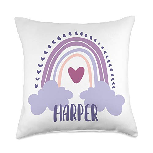 Cute Rainbow Name Designs Harper Personalized Custom Name Rainbow Cute Colorful Throw Pillow, 18x18, Multicolor