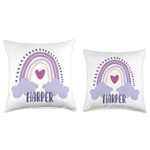 Cute Rainbow Name Designs Harper Personalized Custom Name Rainbow Cute Colorful Throw Pillow, 18x18, Multicolor