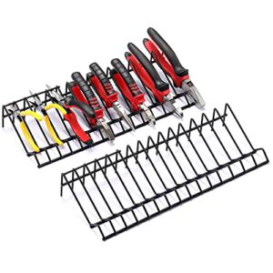 mayouko pliers organizer rack, 2 rack, wrench hand tool holder, tool box storage and organization holder, stores spring loaded, 15 slots, plier organizer for tool box drawer