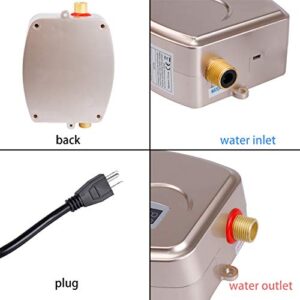 3000W Mini Electric Tankless Hot Water Heater Instant Hot Water Heating Machine for Kitchen Bathroom GOLD 110V
