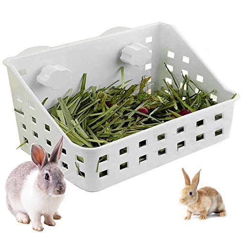 kathson Rabbit Hay Feeder Hay Manger Less Wasted Grass Holder Rack Food Dispenser Small Animal Plastic Bowl for Rabbits Bunny Guinea Pigs Rat Chinchilla