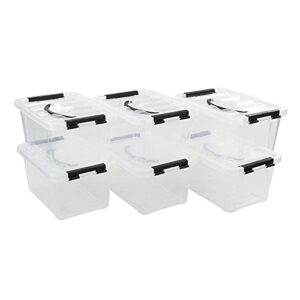 Xyskin 5.5 Qt. Plastic Storage Container Bin with Secure Lid and Latching Buckles, 6 Pack, Clear