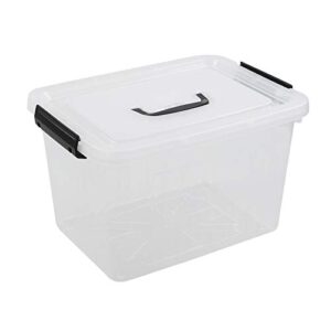 nicesh 1-pack plastic storage box, clear latch box with handle and lid, 10 l
