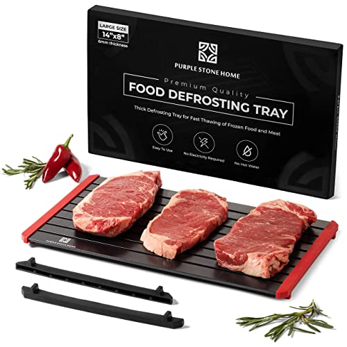 Defrost Tray for Frozen Meat Large 14" - Thaw Food Fast with Thicker 6mm Defrosting Tray - Quick Meat Thawing Plate for Frozen Meat - Meat Defroster Tray