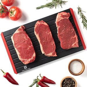 Defrost Tray for Frozen Meat Large 14" - Thaw Food Fast with Thicker 6mm Defrosting Tray - Quick Meat Thawing Plate for Frozen Meat - Meat Defroster Tray